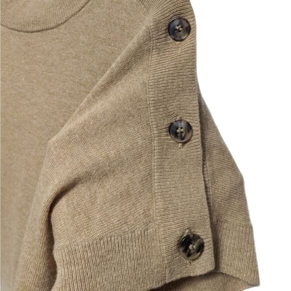 PART TWO 100% Wool Tan Mock Neck Poncho Sweater S/M - Picture 2 of 7